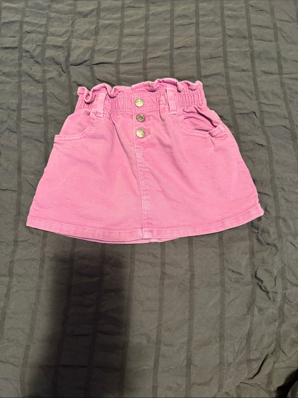 Zara Pink Ruffle-Waist Skirt with Front Buttons